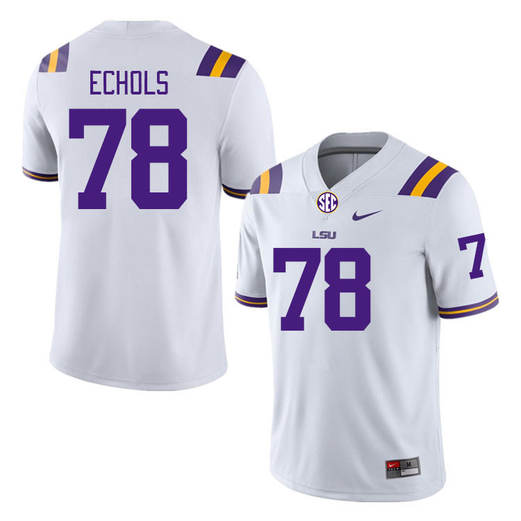 Men #78 Coen Echols LSU Tigers College Football Jerseys Stitched-White